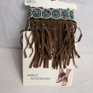 Boho Chic Ankle Accessories Fringe Beaded Velcro Ankle Jewelry NWT